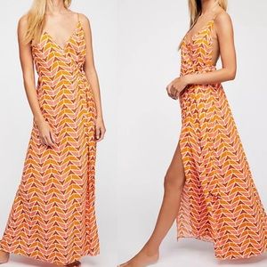 free people Siren Linen Blend Wrap Maxi Dress - S